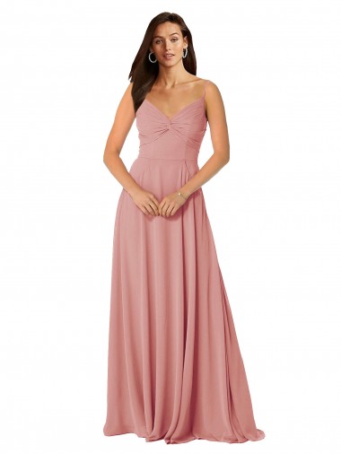 Lxue Chiffon A-Line Long Sleeveless V-Back Bliss Pink Bridesmaid Dresses Sheffield