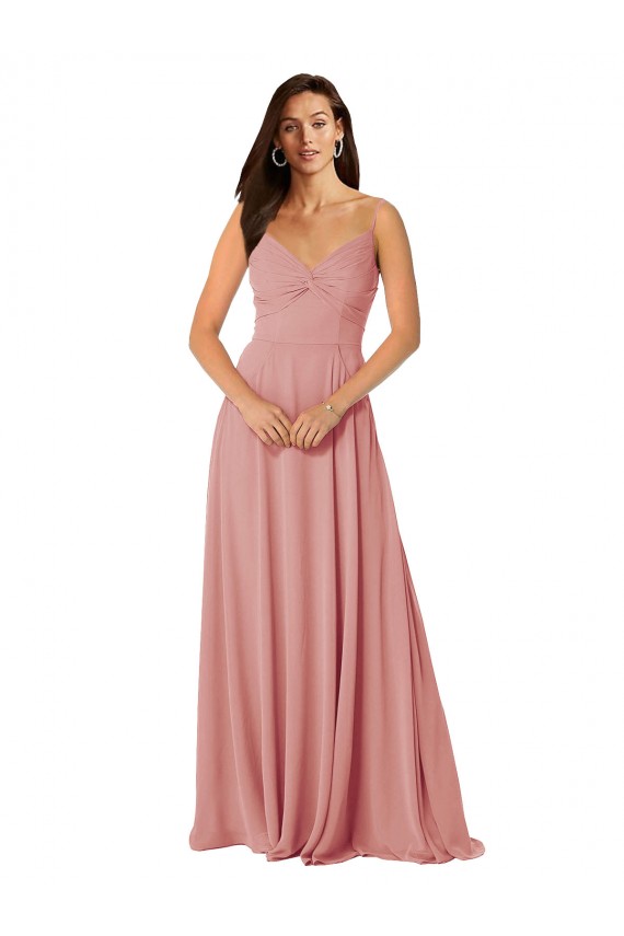 Lxue Chiffon A-Line Long Sleeveless V-Back Bliss Pink Bridesmaid Dresses Sheffield