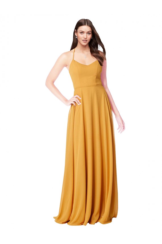 Soft Chiffon A-Line Long Sleeveless Saffron Formal Dress / Bridesmaid Dress Sheffield
