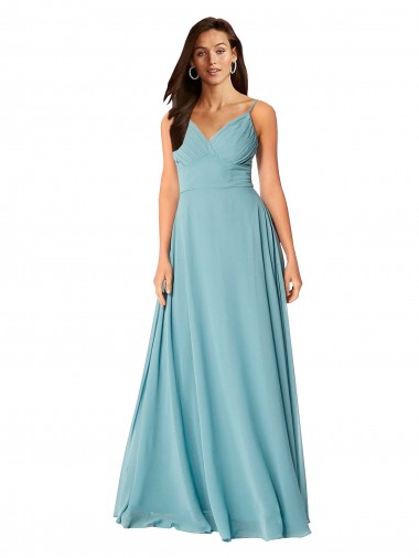 Soft Chiffon A-Line Long Sleeveless Turquoise Bridesmaid Dress Sheffield
