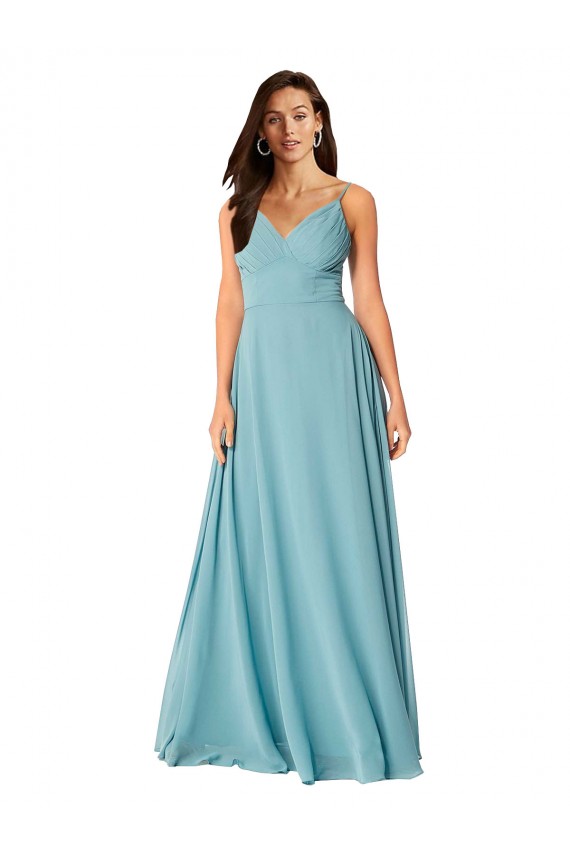 Soft Chiffon A-Line Long Sleeveless Turquoise Bridesmaid Dress Sheffield