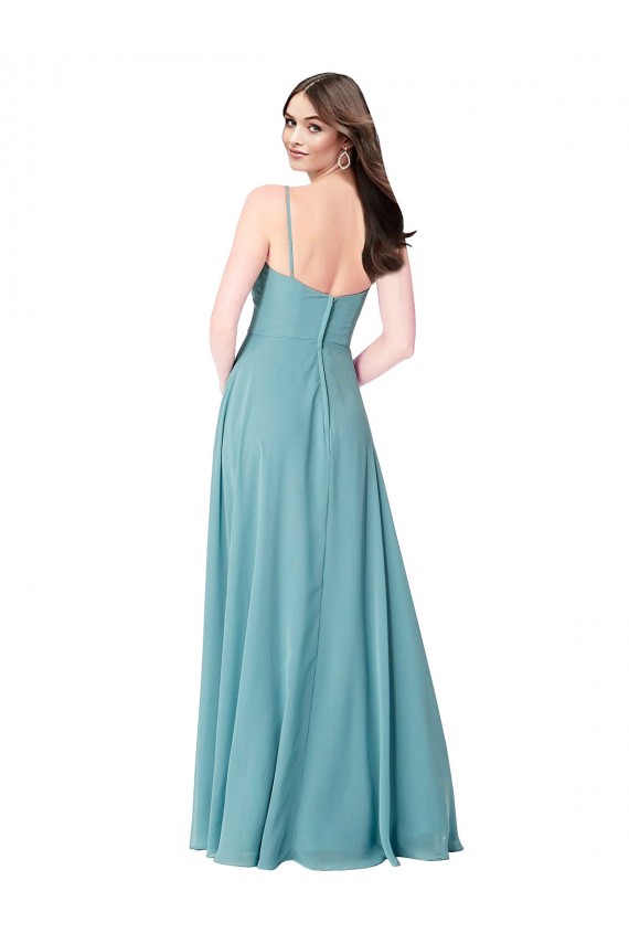 Soft Chiffon A-Line Long Sleeveless Turquoise Bridesmaid Dress Sheffield