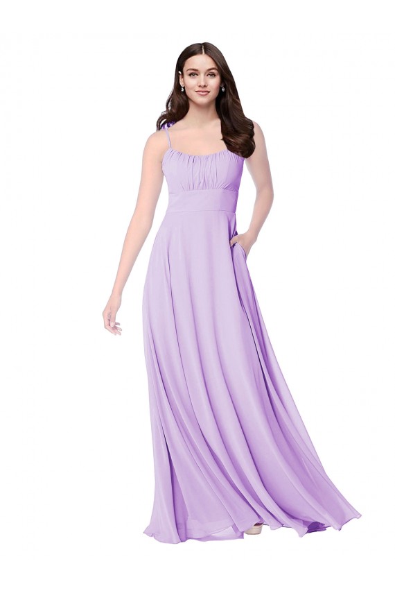 Soft Chiffon A-Line Long Sleeveless Lilac Bridal Party Dress Sheffield