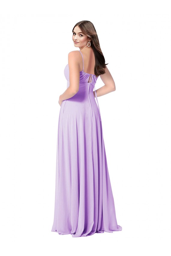 Soft Chiffon A-Line Long Sleeveless Lilac Bridal Party Dress Sheffield