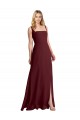 Soft Chiffon A-Line Long Sleeveless Low Back Burgundy Gold Bridesmaid Dresses Sheffield