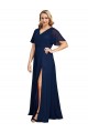 Soft Chiffon A-Line Long Short Flutter Sleeves Formal Plus Size Evening Gown / Prom Dress / Bridesmaid Dress Sheffield