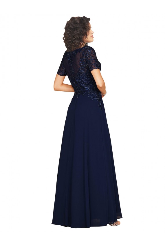 Soft Chiffon A-Line Short Sleeves Long Prom Dress / Bridesmaid Dress Sheffield