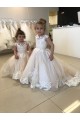 Tulle & Lace Ball Gown Chapel Train Sleeveless V-Back Little Flower Girl Dress Sheffield