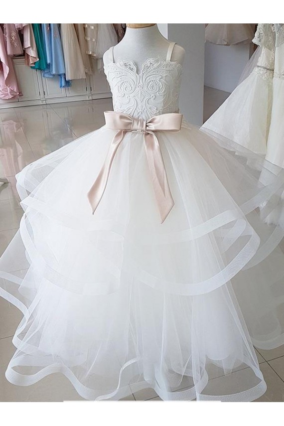 Tulle & Lace Ball Gown Long Sleeveless Flower Girl Wedding Dress Sheffield
