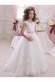 Tulle & Lace Ball Gowns Long Cap Sleeves Keyhole Back Flower Girl Dress Sheffield