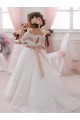 Tulle & Lace Ball Gown Short Sleeves Long Keyhole Back Flower Girl Dresses Sheffield