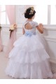 Tulle & Lace Ball Gown Chapel Train Cap Sleeves Flower Girl Dresses Sheffield