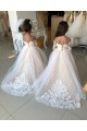 Tulle & Lace Ball Gown Chapel Train Long Sleeves Little Flower Girl Dress Sheffield