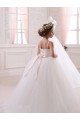 Tulle Ball Gown Chapel Train Sleeveless Flower Girl Dress Sheffield