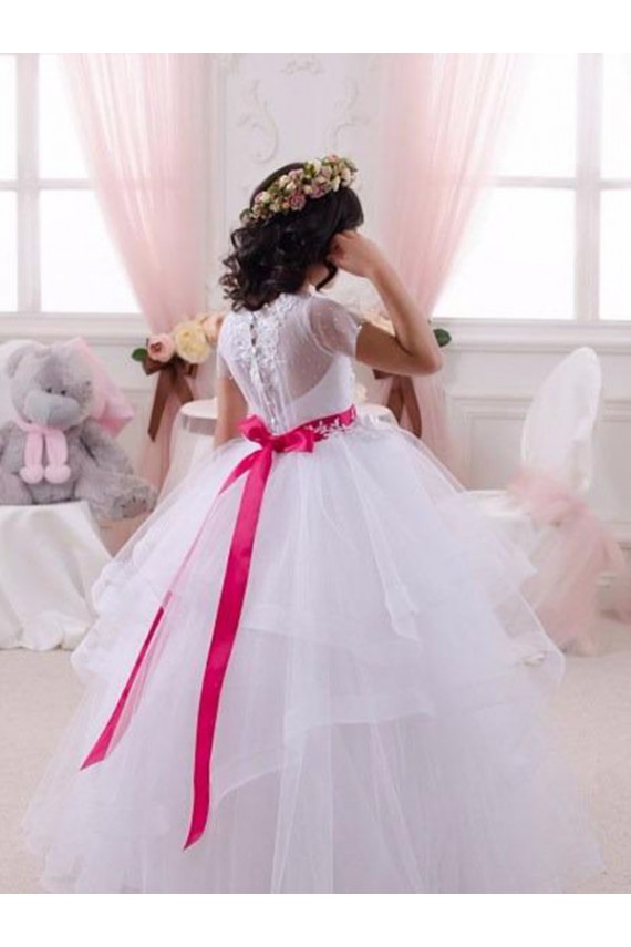 Tulle & Lace Ball Gown Short Sleeves Long Little Flower Girl Dress Sheffield