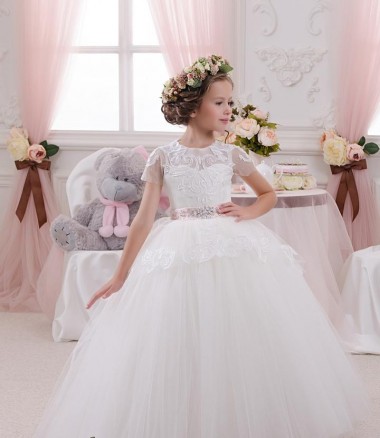 Tulle & Lace Ball Gown Long Sleeveless Flower Girl Dress Sheffield