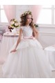 Tulle & Lace Ball Gown Chapel Train Sleeveless V-Back Flower Girl Dress for Wedding Sheffield