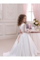 Satin & Lace Ball Gown Chapel Train Long Sleeves Flower Girl Dress Sheffield
