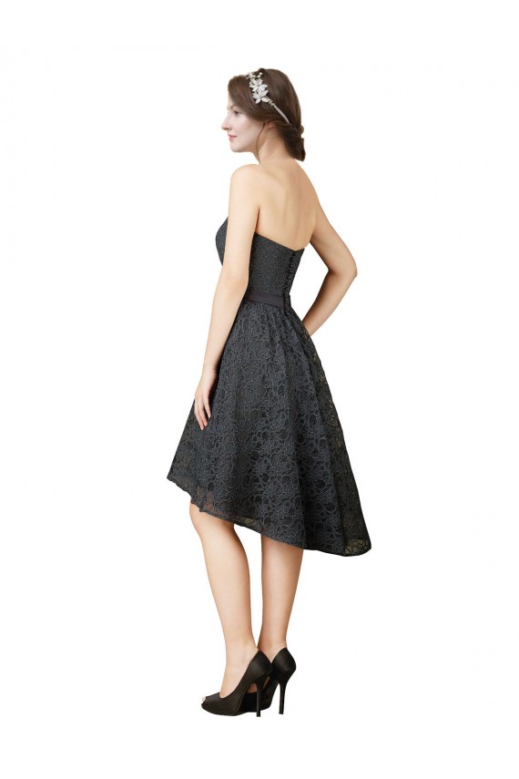 Lace A-Line Knee Length Sleeveless High Low Bridesmaid Dress Sheffield