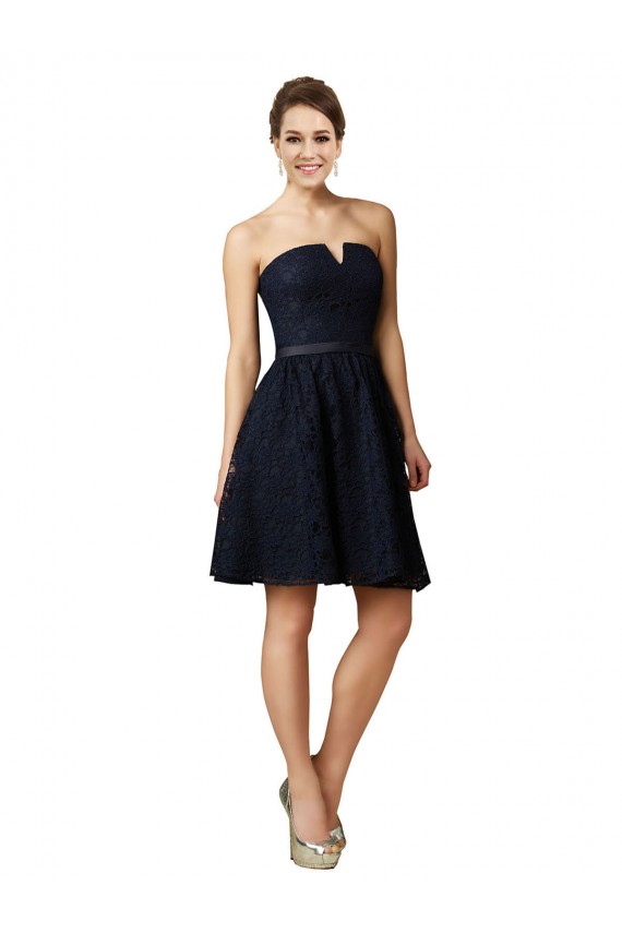 Lace A-Line Sleeveless Dark Navy Bridesmaid Dress Sheffield