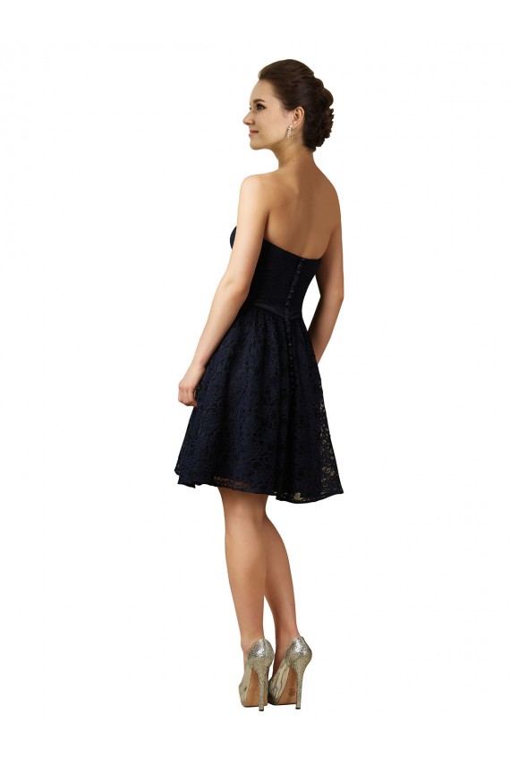 Lace A-Line Sleeveless Dark Navy Bridesmaid Dress Sheffield