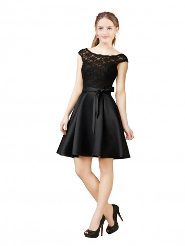 Satin & Lace A-Line Knee Length Sleeveless V-Back Bridesmaid Dress Sheffield