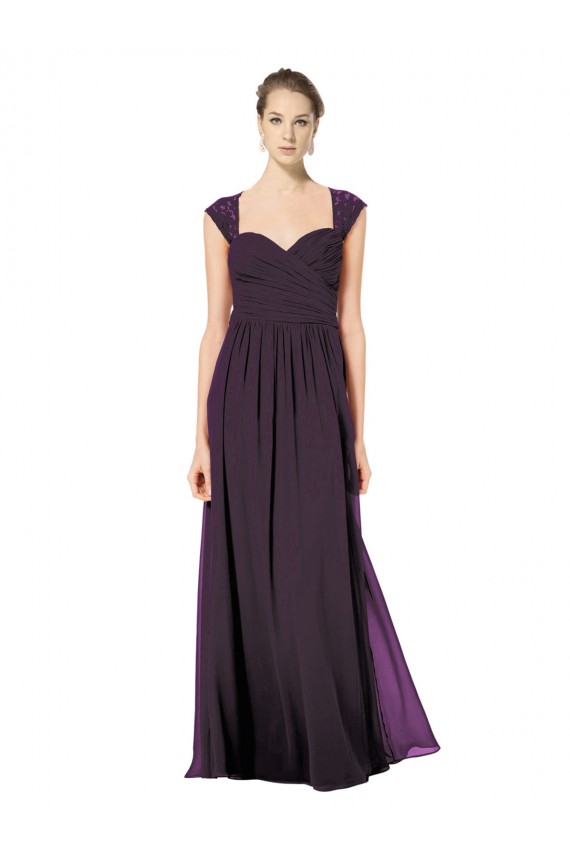 Soft Chiffon & Lace A-Line Long Sleeveless Keyhole Back Formal Dress / Bridesmaid Dress Sheffield