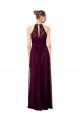 Soft Chiffon & Lace A-Line Long Sleeveless Keyhole Back Dark Navy Bridesmaid Dresses Sheffield
