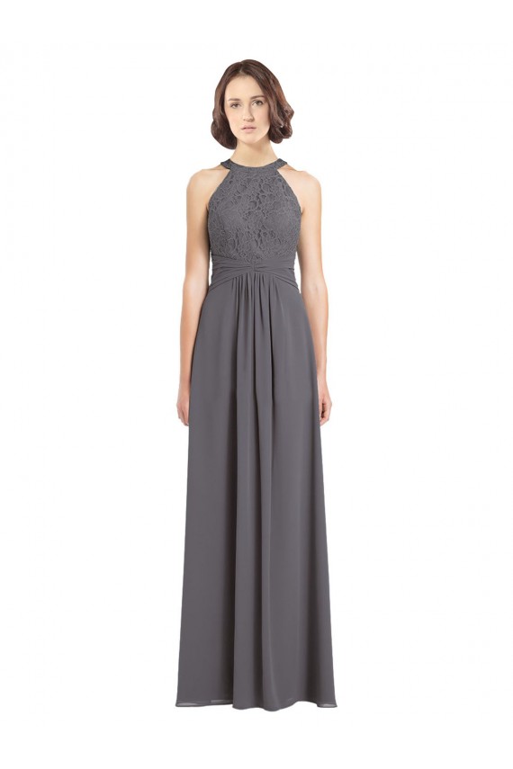 Soft Chiffon & Lace A-Line Long Sleeveless Bridesmaid Dress Sheffield