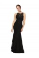 Lace Sheath Long Sleeveless Open Back Black Bridesmaid Dresses Sheffield