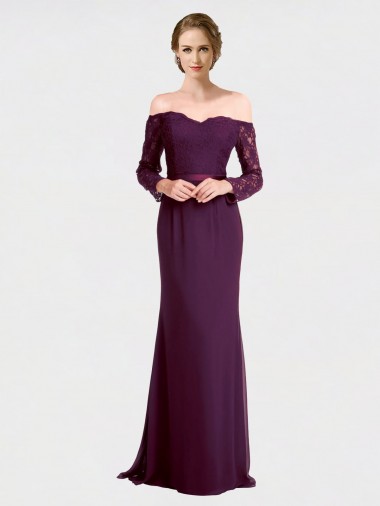 Soft Chiffon & Lace Mermaid Long Long Sleeves Low Back Bridesmaid Dress Sheffield