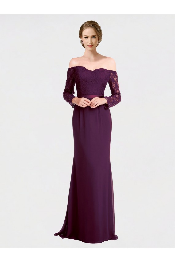 Soft Chiffon & Lace Mermaid Long Long Sleeves Low Back Bridesmaid Dress Sheffield
