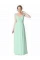 Soft Chiffon & Lace A-Line Long Cap Sleeves V-Back Bridesmaid Dress Sheffield