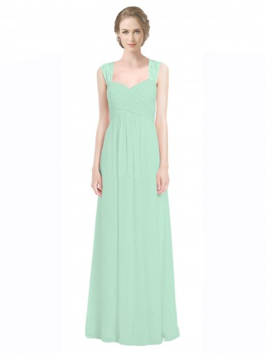 Soft Chiffon & Lace A-Line Long Sleeveless Sweetheart Keyhole Back Bridesmaid Dresses Sheffield