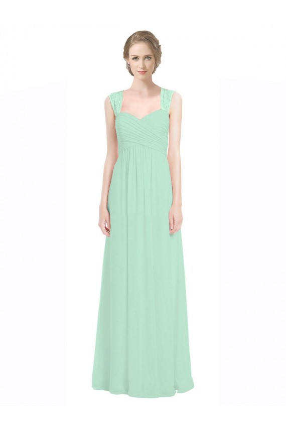 Soft Chiffon & Lace A-Line Long Sleeveless Sweetheart Keyhole Back Bridesmaid Dresses Sheffield