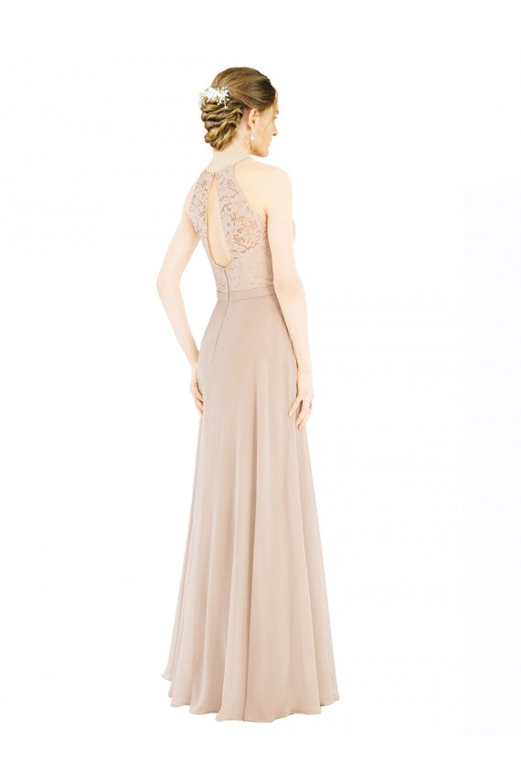 Soft Chiffon & Lace A-Line Long Sleeveless Keyhole Back Prom Dress / Bridesmaid Dress Sheffield