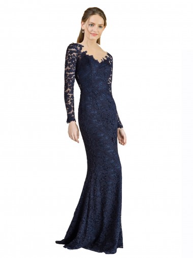 Lace Mermaid Long Long Sleeves Keyhole Back Prom Dress / Bridesmaid Dress Sheffield