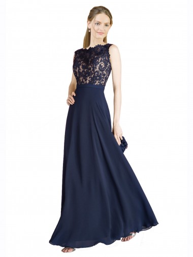 Soft Chiffon & Lace A-Line Long Sleeveless V-Back Prom Dress / Bridesmaid Dress Sheffield
