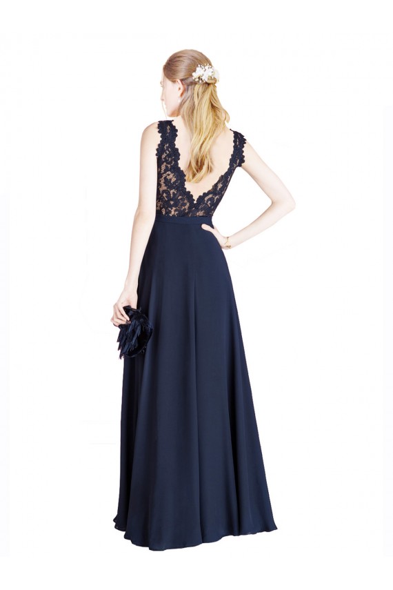 Soft Chiffon & Lace A-Line Long Sleeveless V-Back Prom Dress / Bridesmaid Dress Sheffield