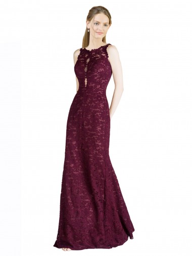 Lace A-Line Long Sleeveless Keyhole Back Prom Dress / Bridesmaid Dress Sheffield