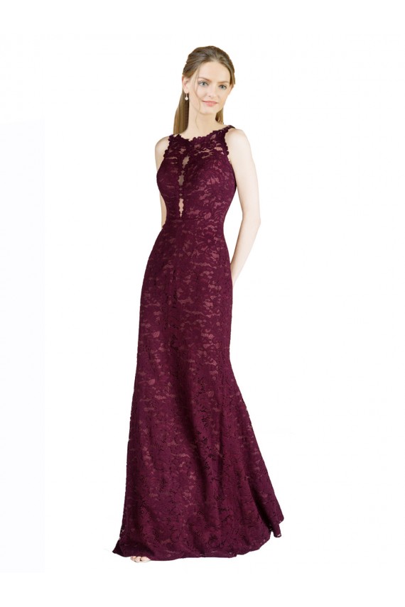 Lace A-Line Long Sleeveless Keyhole Back Prom Dress / Bridesmaid Dress Sheffield