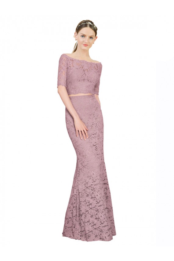 Lace Mermaid Short Sleeves Long Prom Dress / Bridesmaid Dress Sheffield