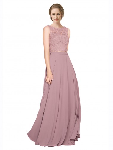 Soft Chiffon & Lace A-Line Long Sleeveless Black Tie Prom Dress / Bridesmaid Dress Sheffield