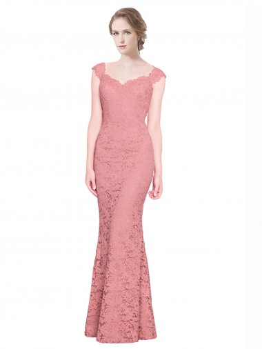Lace Mermaid Long Sleeveless Salmon Prom Dresses Sheffield