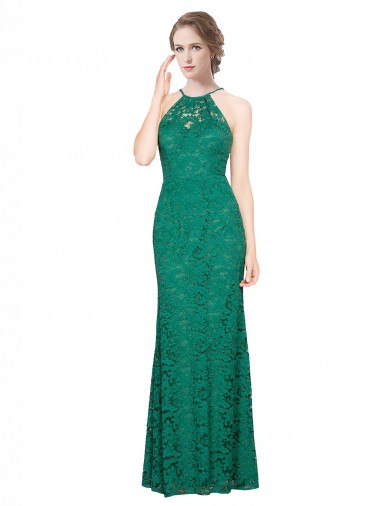 Lace Mermaid Long Sleeveless Low Back Prom Dress / Bridesmaid Dress Sheffield