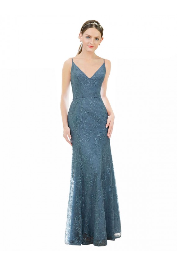 Lace Sheath Long Sleeveless Open Back Bridesmaid Dress Sheffield