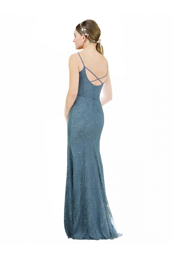 Lace Sheath Long Sleeveless Open Back Bridesmaid Dress Sheffield