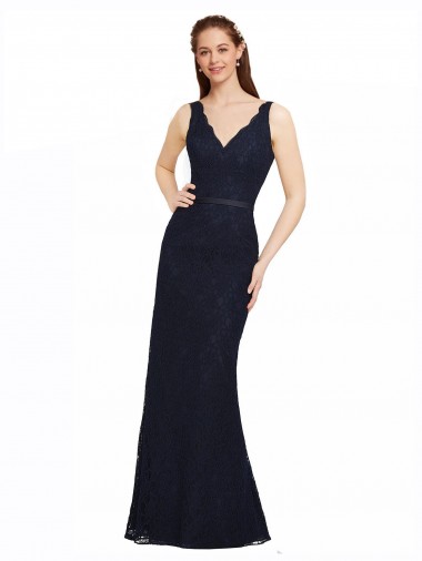 Lace Sheath Sheath Sleeveless Dark Navy Bridesmaid Dress Sheffield