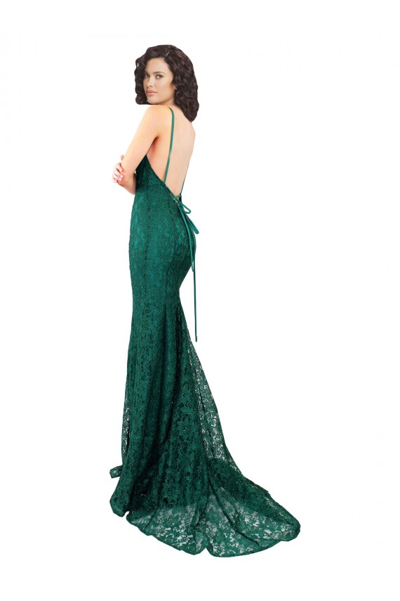 Lace Mermaid Long Sleeveless Open Back Black Tie Evening Gown / Prom Dress / Bridesmaid Dress Sheffield