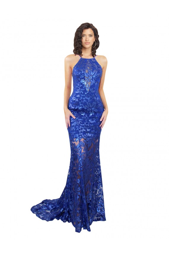 Lace Mermaid Long Sleeveless Open Back Semi Formal Evening Dress / Prom Dress / Bridesmaid Dress Sheffield